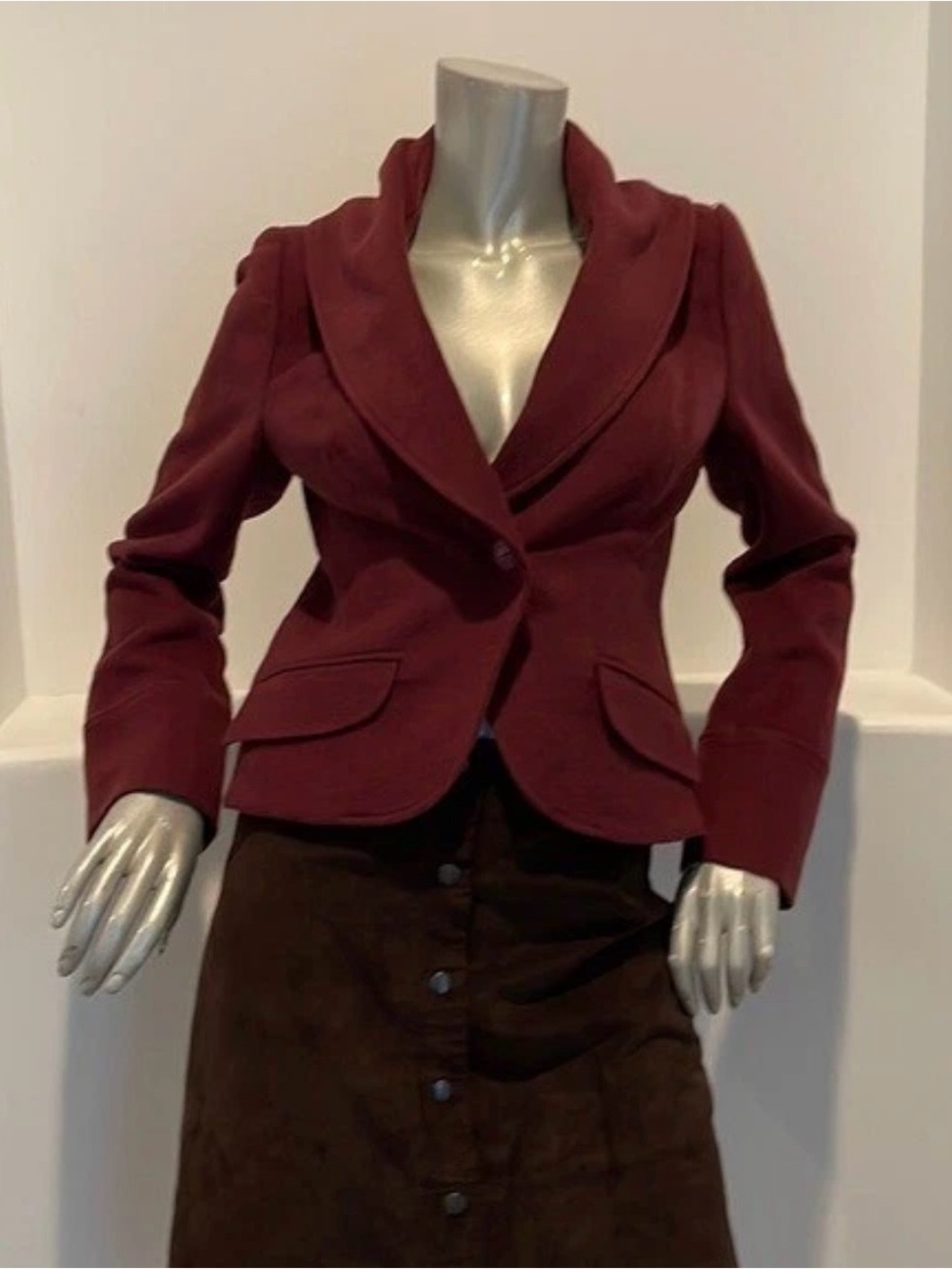 ADEC2 by Philippe Adec Garnet 100% Wool Blazer Shawl Collar Jacket 10/44 NWT